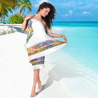 Haiti Flag Traditional Dashiki Sarong White Color - Polynesian Pride