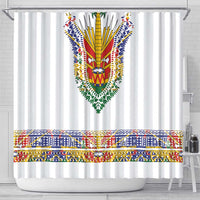 Haiti Flag Traditional Dashiki Shower Curtain White Color - Polynesian Pride