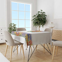 Haiti Flag Traditional Dashiki Tablecloth White Color - Polynesian Pride