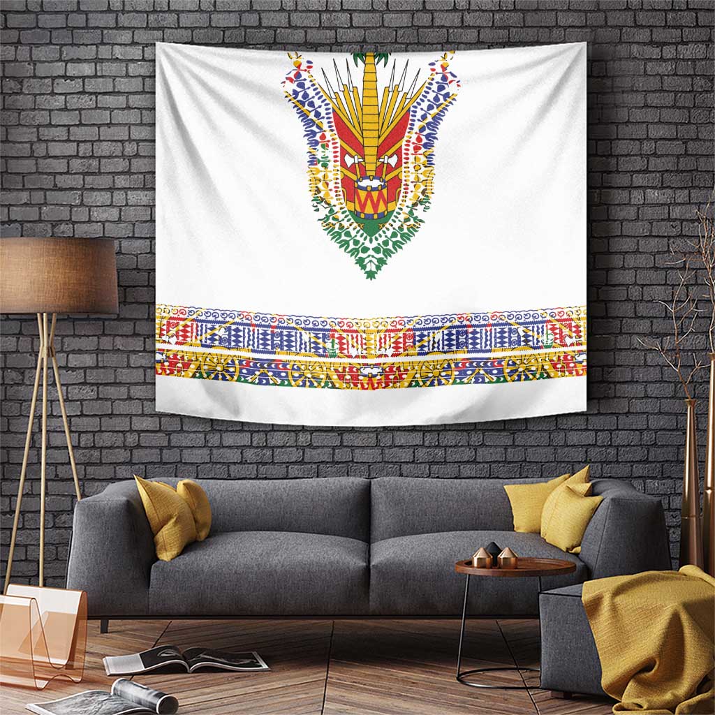 Haiti Flag Traditional Dashiki Tapestry White Color LT03 White - Polynesian Pride