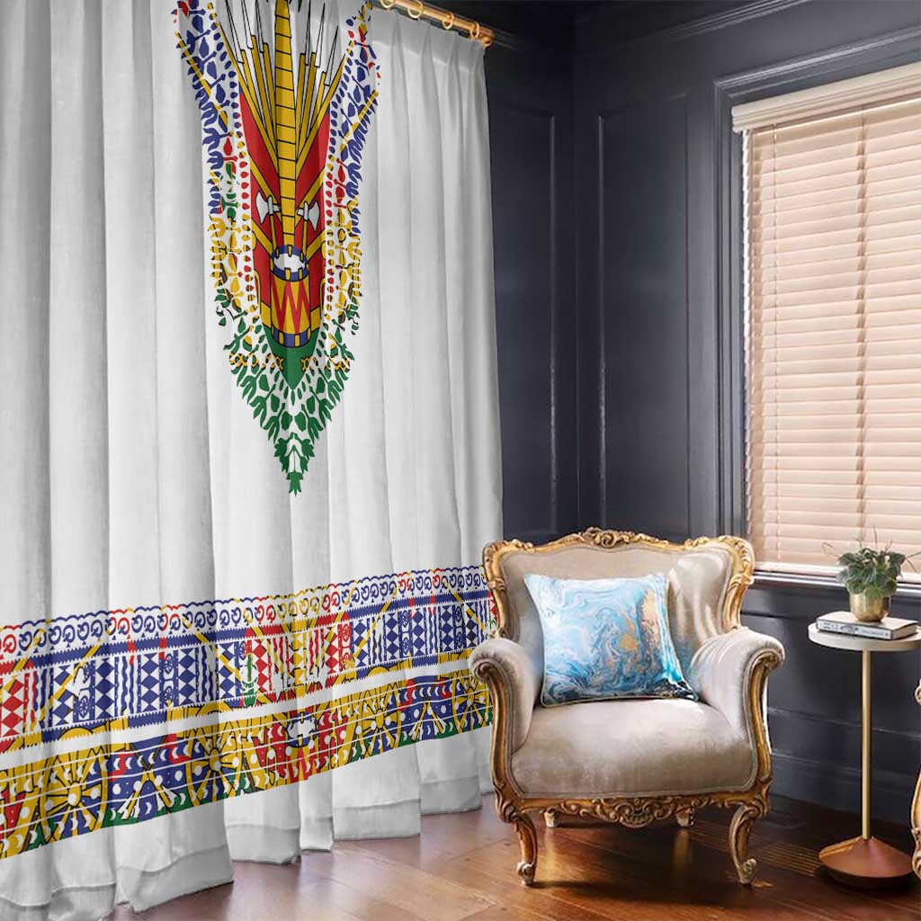 Haiti Flag Traditional Dashiki Window Curtain White Color - Polynesian Pride