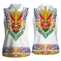 Haiti Flag Traditional Dashiki Women Sleeveless Polo Shirt White Color LT03 - Polynesian Pride