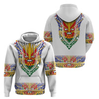 Haiti Flag Traditional Dashiki Zip Hoodie White Color - Polynesian Pride