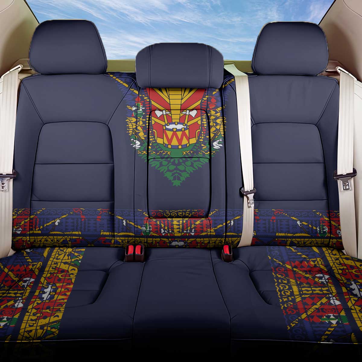 Haiti Flag Traditional Dashiki Back Car Seat Cover Black Color - Polynesian Pride