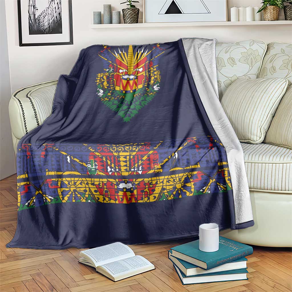 Haiti Flag Traditional Dashiki Blanket Black Color LT03 Black - Polynesian Pride