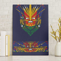 Haiti Flag Traditional Dashiki Canvas Wall Art Black Color - Polynesian Pride