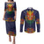 Haiti Flag Traditional Dashiki Couples Matching Puletasi and Long Sleeve Button Shirt Black Color - Polynesian Pride