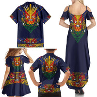 Haiti Flag Traditional Dashiki Family Matching Summer Maxi Dress and Hawaiian Shirt Black Color - Polynesian Pride