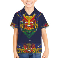 Haiti Flag Traditional Dashiki Family Matching Tank Maxi Dress and Hawaiian Shirt Black Color LT03 Son's Shirt Black - Polynesian Pride