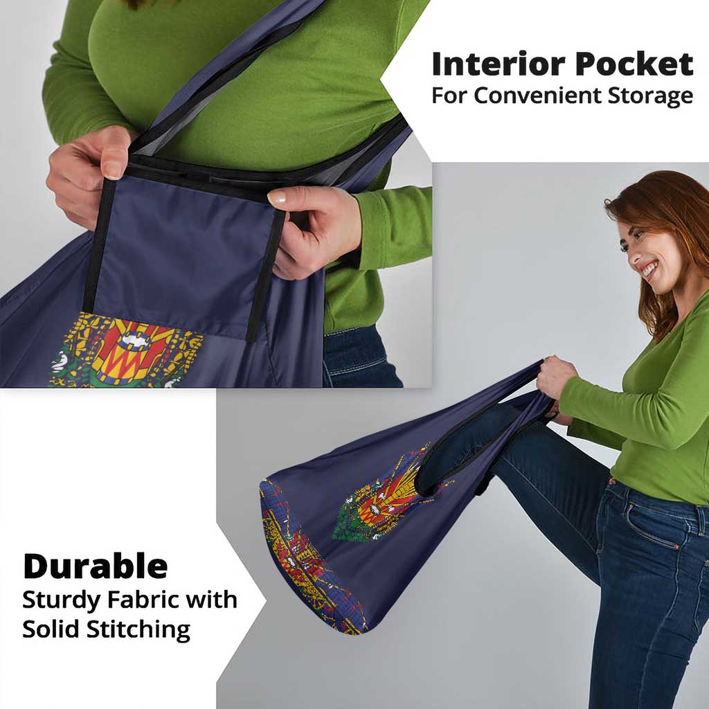 Haiti Flag Traditional Dashiki Grocery Bag Black Color - Polynesian Pride