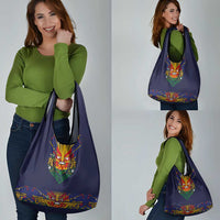 Haiti Flag Traditional Dashiki Grocery Bag Black Color - Polynesian Pride