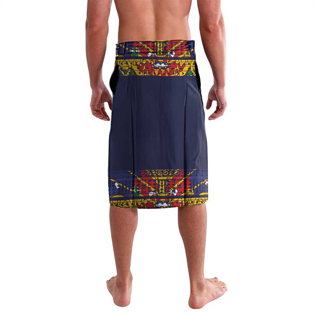 Haiti Flag Traditional Dashiki Lavalava Black Color - Polynesian Pride