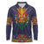 Haiti Flag Traditional Dashiki Long Sleeve Polo Shirt Black Color - Polynesian Pride