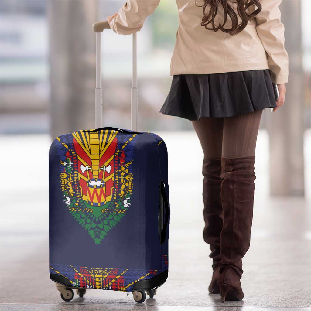 Haiti Flag Traditional Dashiki Luggage Cover Black Color - Polynesian Pride