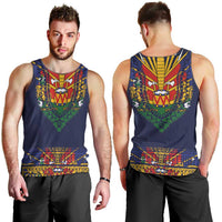 Haiti Flag Traditional Dashiki Men Tank Top Black Color - Polynesian Pride