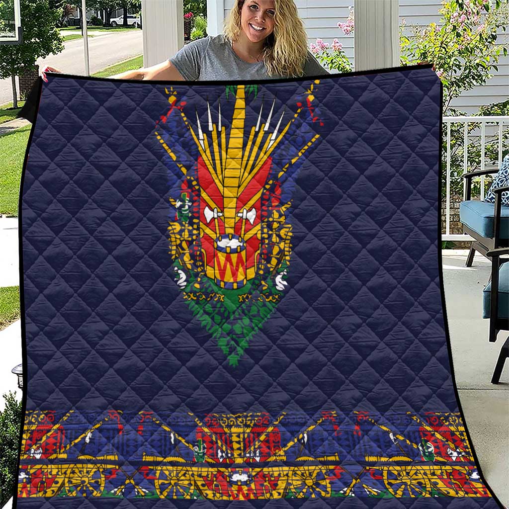 Haiti Flag Traditional Dashiki Quilt Black Color LT03 Black - Polynesian Pride