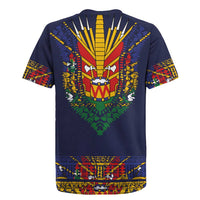 Haiti Flag Traditional Dashiki Rugby Jersey Black Color - Polynesian Pride