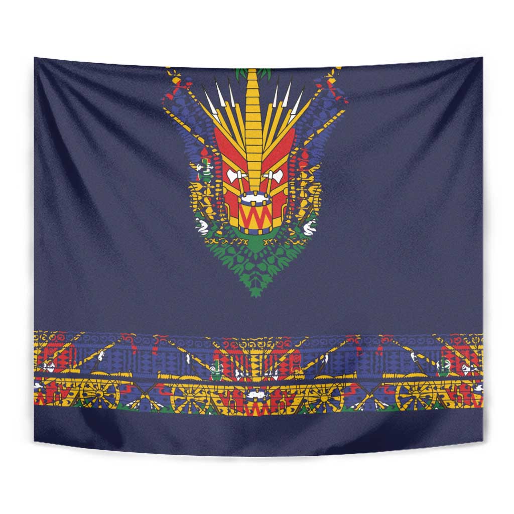 Haiti Flag Traditional Dashiki Tapestry Black Color - Polynesian Pride
