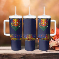 Haiti Flag Traditional Dashiki Tumbler With Handle Black Color - Polynesian Pride