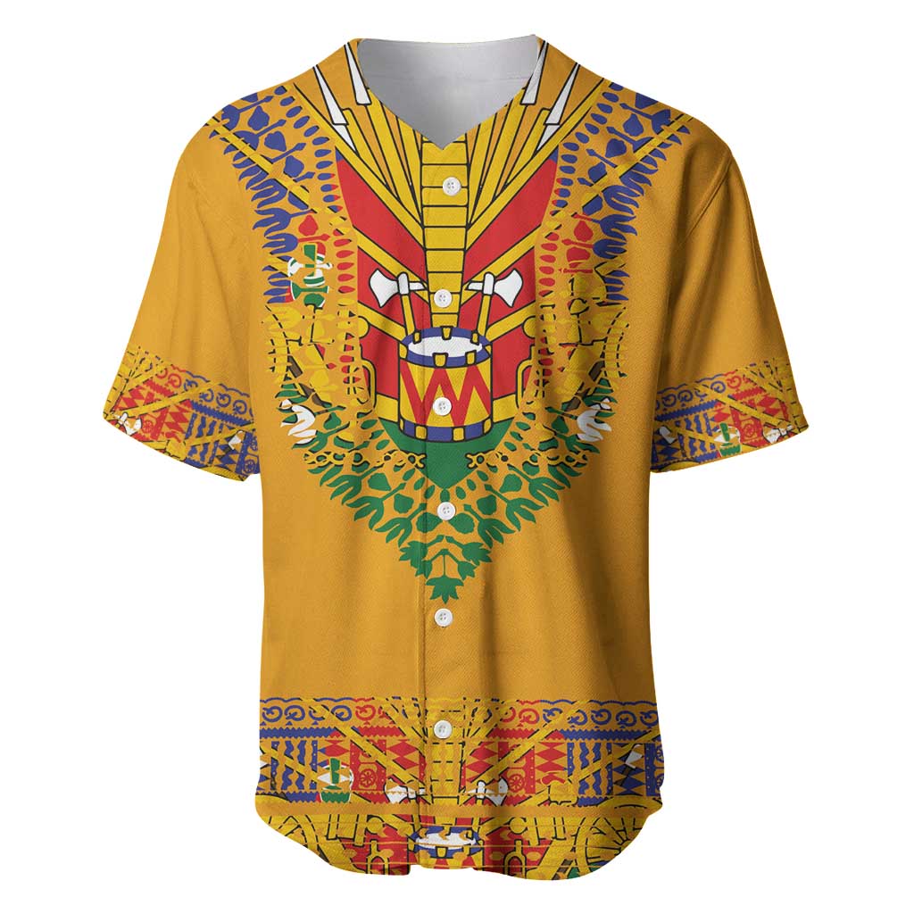 Haiti Flag Traditional Dashiki Baseball Jersey Yellow Color - Polynesian Pride