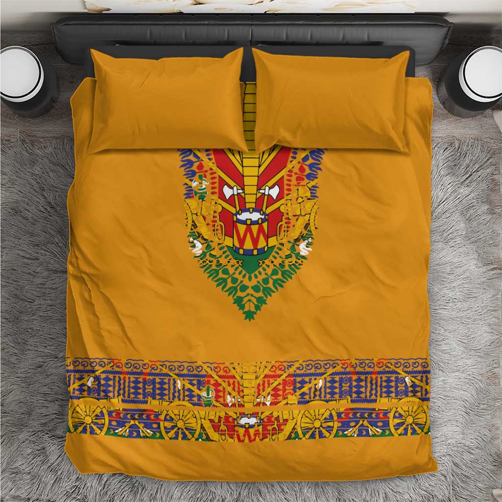 Haiti Flag Traditional Dashiki Bedding Set Yellow Color - Polynesian Pride