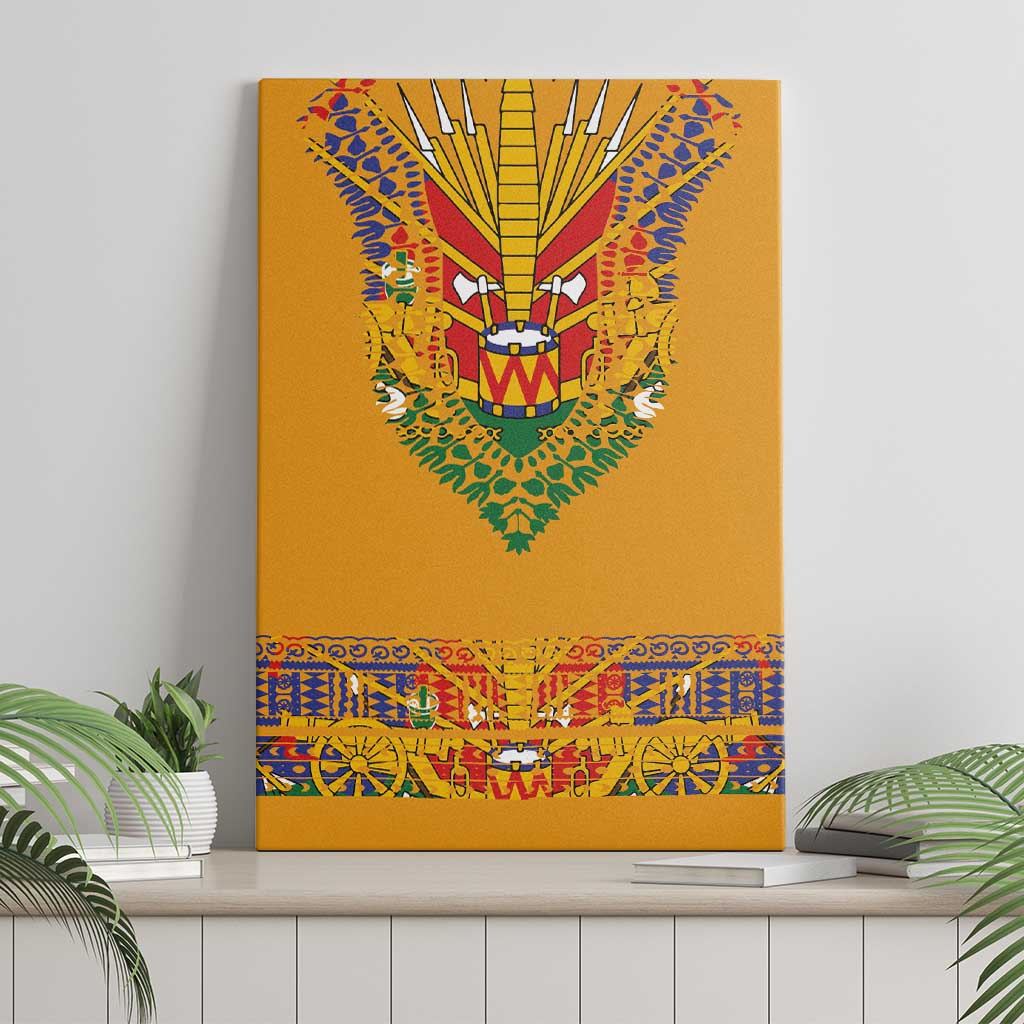 Haiti Flag Traditional Dashiki Canvas Wall Art Yellow Color - Polynesian Pride