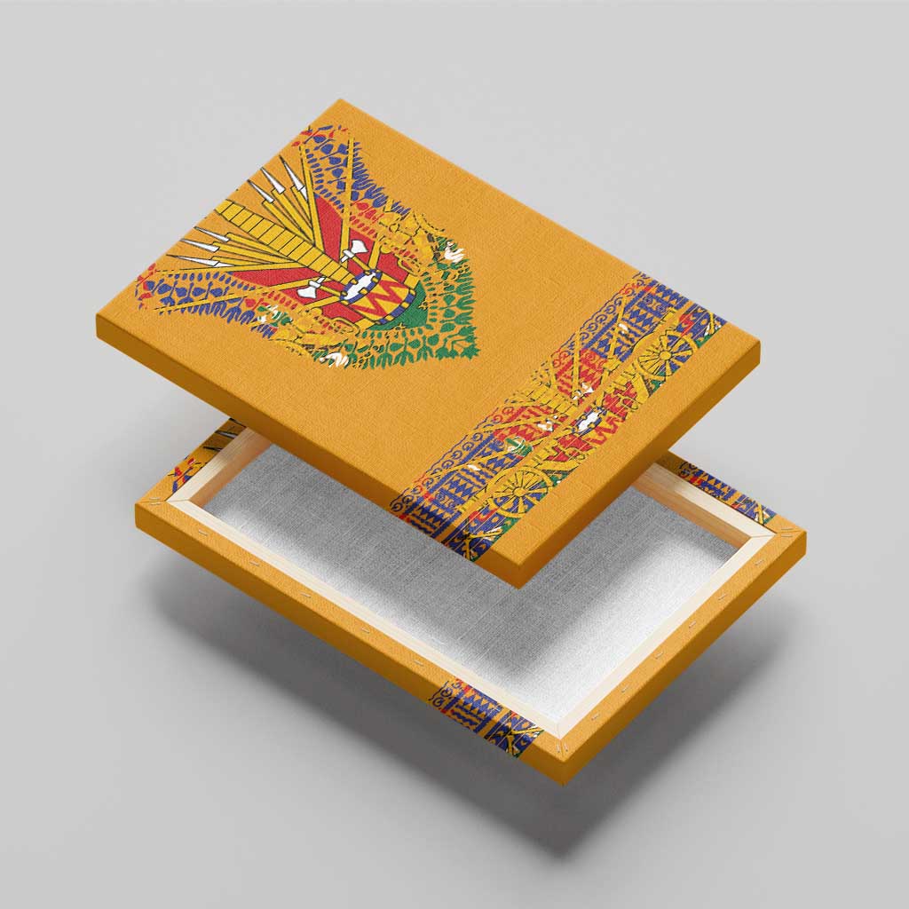 Haiti Flag Traditional Dashiki Canvas Wall Art Yellow Color - Polynesian Pride