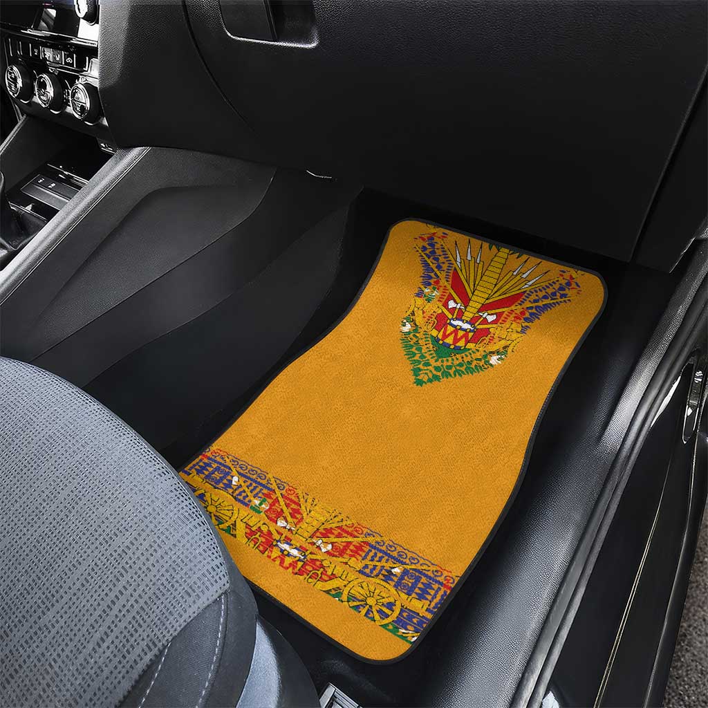 Haiti Flag Traditional Dashiki Car Mats Yellow Color - Polynesian Pride