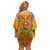 Haiti Flag Traditional Dashiki Family Matching Off Shoulder Short Dress and Hawaiian Shirt Yellow Color - Polynesian Pride