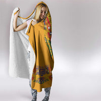 Haiti Flag Traditional Dashiki Hooded Blanket Yellow Color - Polynesian Pride