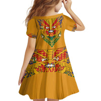 Haiti Flag Traditional Dashiki Kid Short Sleeve Dress Yellow Color - Polynesian Pride