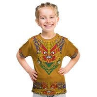 Haiti Flag Traditional Dashiki Kid T Shirt Yellow Color - Polynesian Pride