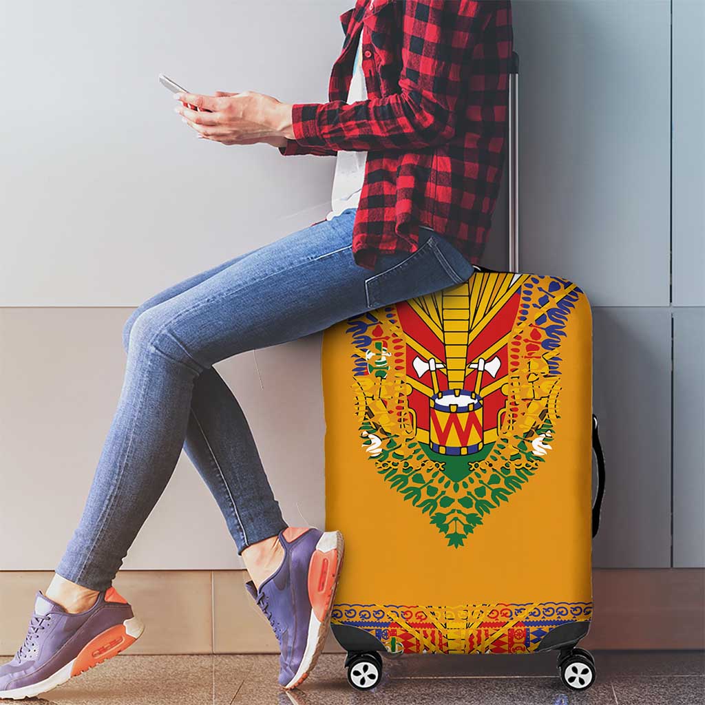 Haiti Flag Traditional Dashiki Luggage Cover Yellow Color - Polynesian Pride