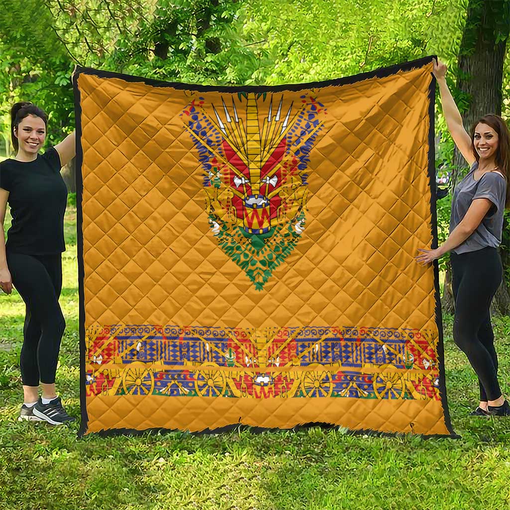 Haiti Flag Traditional Dashiki Quilt Yellow Color - Polynesian Pride