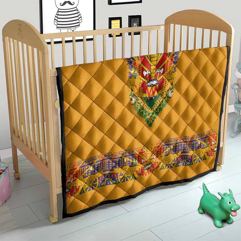 Haiti Flag Traditional Dashiki Quilt Yellow Color - Polynesian Pride