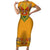 Haiti Flag Traditional Dashiki Short Sleeve Bodycon Dress Yellow Color - Polynesian Pride
