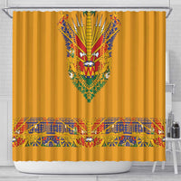 Haiti Flag Traditional Dashiki Shower Curtain Yellow Color - Polynesian Pride