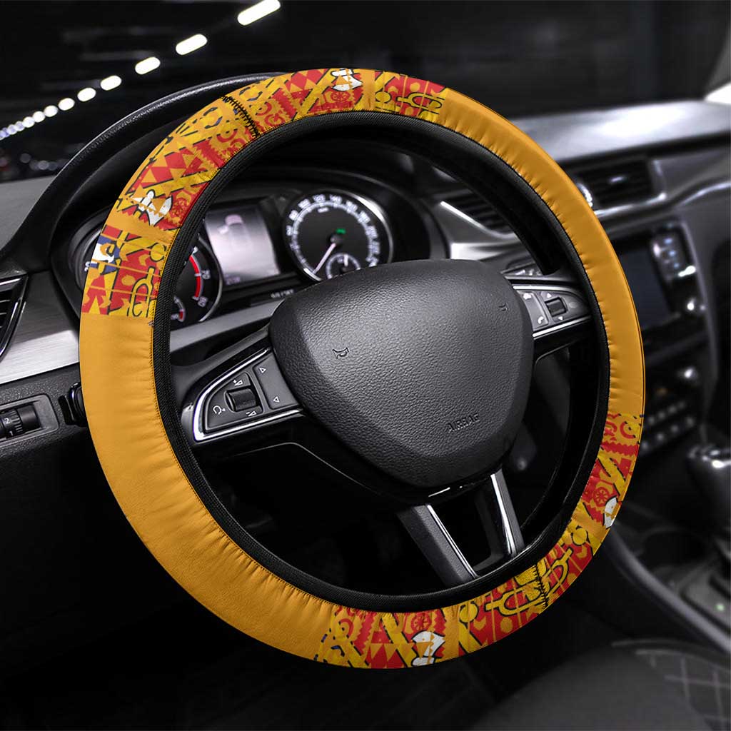 Haiti Flag Traditional Dashiki Steering Wheel Cover Yellow Color - Polynesian Pride
