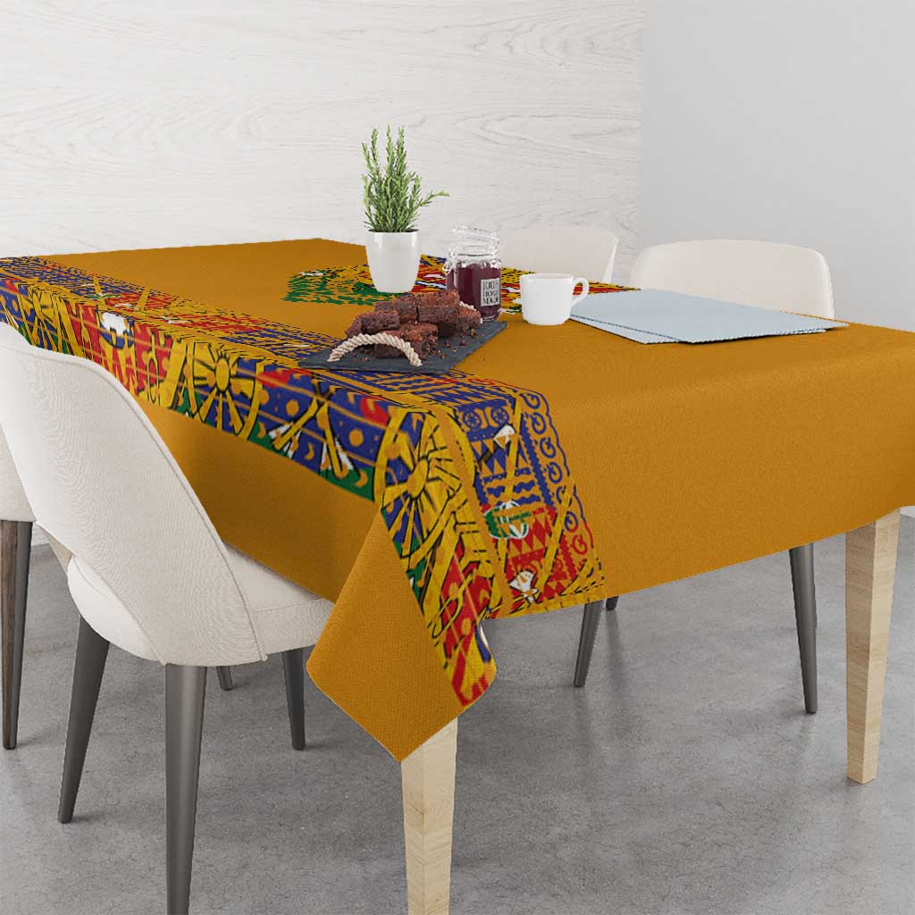 Haiti Flag Traditional Dashiki Tablecloth Yellow Color - Polynesian Pride