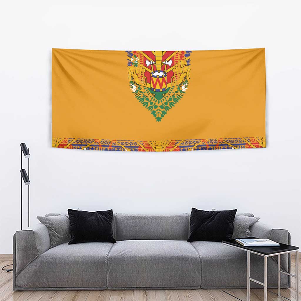 Haiti Flag Traditional Dashiki Tapestry Yellow Color - Polynesian Pride