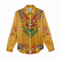 Haiti Flag Traditional Dashiki Women Casual Shirt Yellow Color - Polynesian Pride