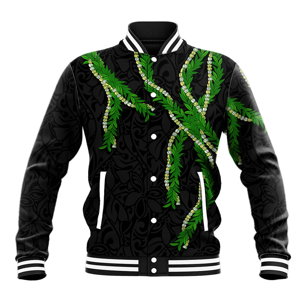 Hawaii Maile Lei Baseball Jacket Aloha Black Color