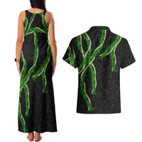 Hawaii Maile Lei Couples Matching Tank Maxi Dress and Hawaiian Shirt Aloha Black Color LT03 - Polynesian Pride
