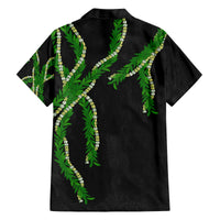 Hawaii Maile Lei Family Matching Off Shoulder Maxi Dress and Hawaiian Shirt Aloha Black Color