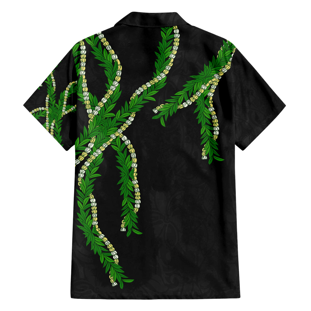 Hawaii Maile Lei Family Matching Off Shoulder Short Dress and Hawaiian Shirt Aloha Black Color LT03 - Polynesian Pride