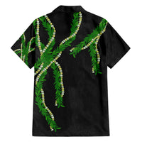 Hawaii Maile Lei Family Matching Short Sleeve Bodycon Dress and Hawaiian Shirt Aloha Black Color