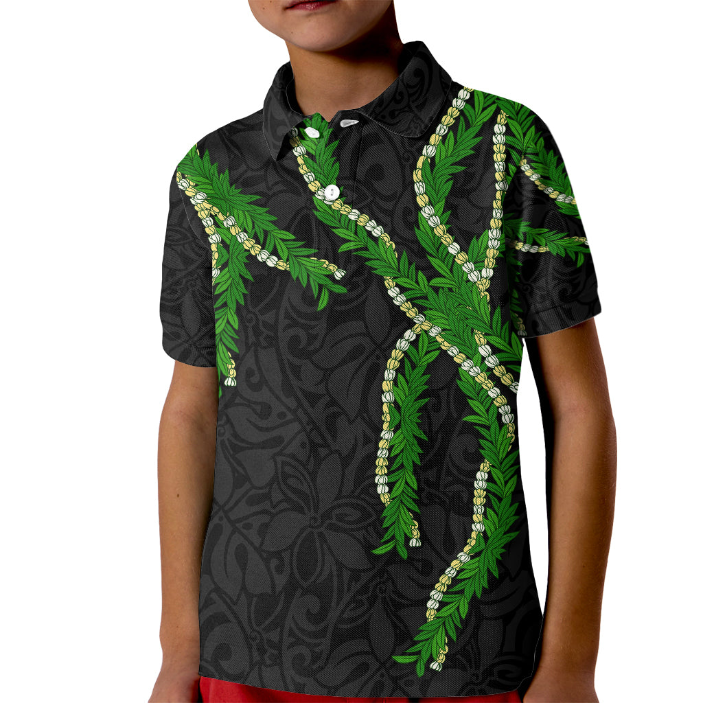 Hawaii Maile Lei Kid Polo Shirt Aloha Black Color