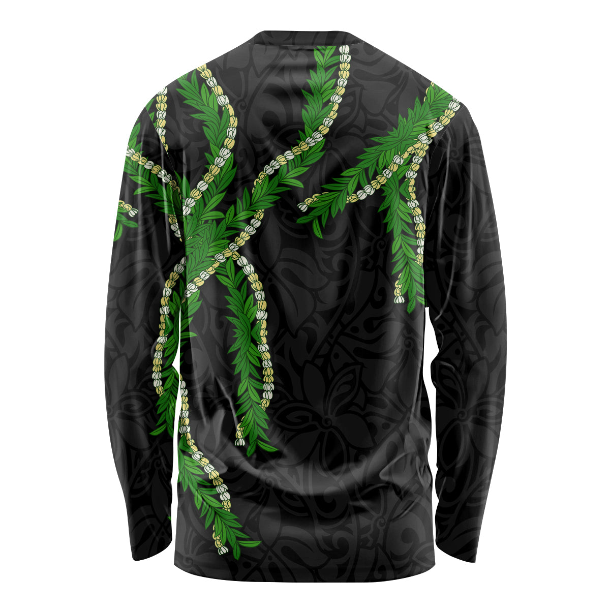 Hawaii Maile Lei Long Sleeve Shirt Aloha Black Color