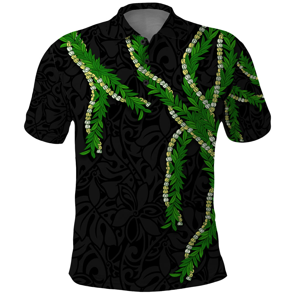 Hawaii Maile Lei Polo Shirt Aloha Black Color