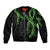 Hawaii Maile Lei Sleeve Zip Bomber Jacket Aloha Black Color
